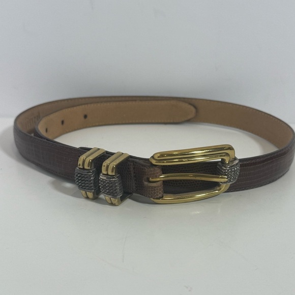 Brighton Classics Belt Leather Lizard Snake Embossed BBrown  Size M/30 4B608 - Picture 2 of 8